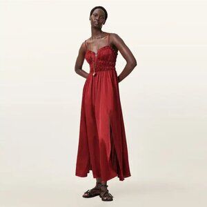 Sold - NWT New $495 AllSaints Faelyn 100% Silk Dress in Rosewood Red Size 8